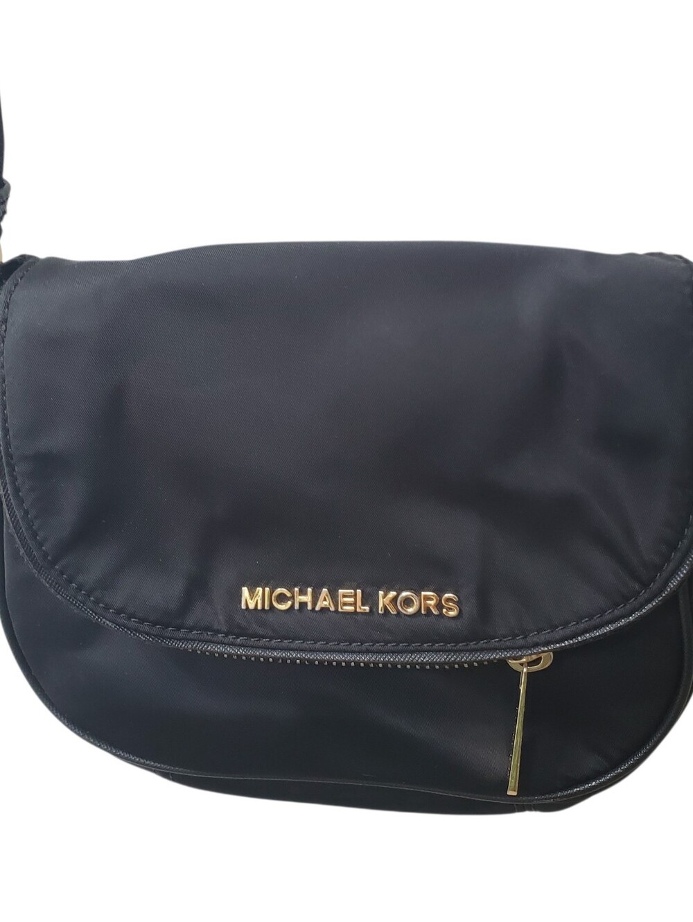 Michael Kors Black Nylon Crossbody with Gold Logo